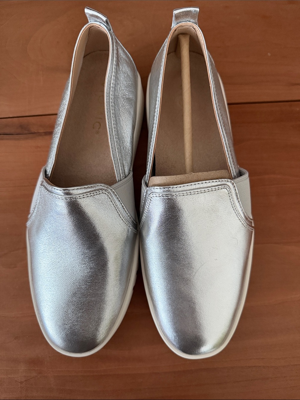Vionic Cambria Silver Metallic Slip-On Mules Size 8 NIB